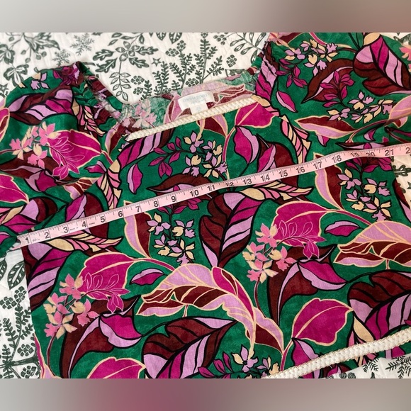Cynthia Rowley 100% Linen Top Blouse Women’s Size S Green Pink Boho Romance - Picture 12 of 16